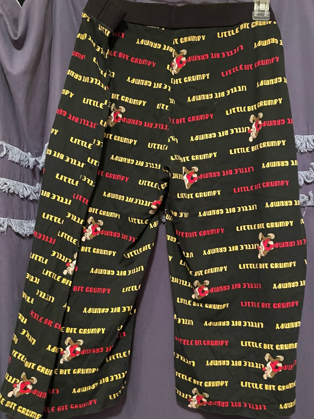 Disney Black Pajama Pants with Red and Yellow 'Little Bit Grumpy' Print